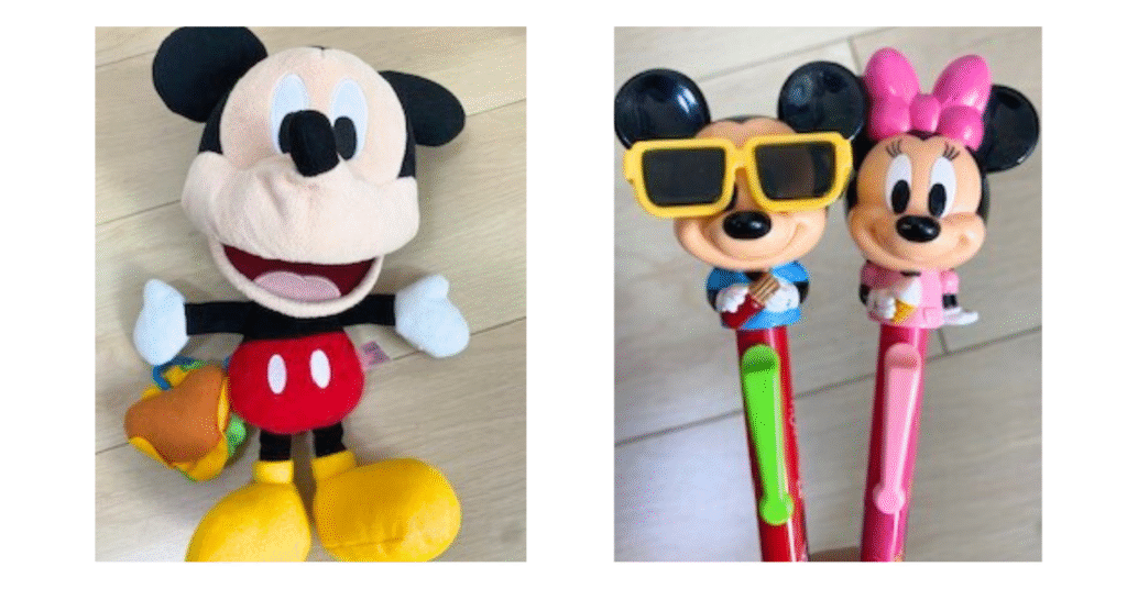 子どもたちが大好きなミッキーのパペットとボールペン