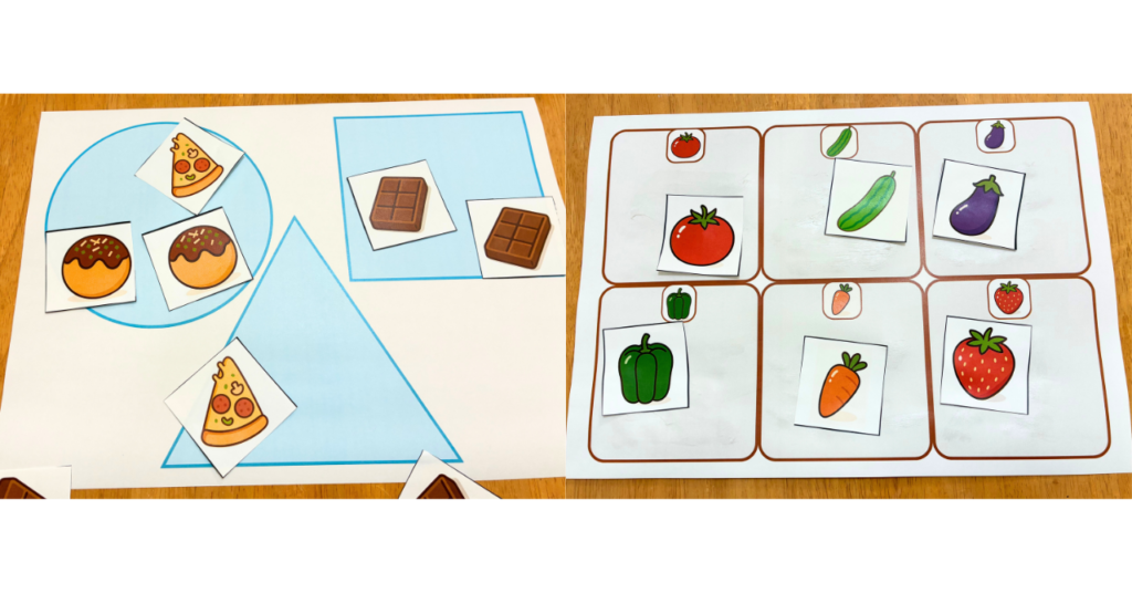 「形マッチングシール遊び」「絵合わせのり遊び」